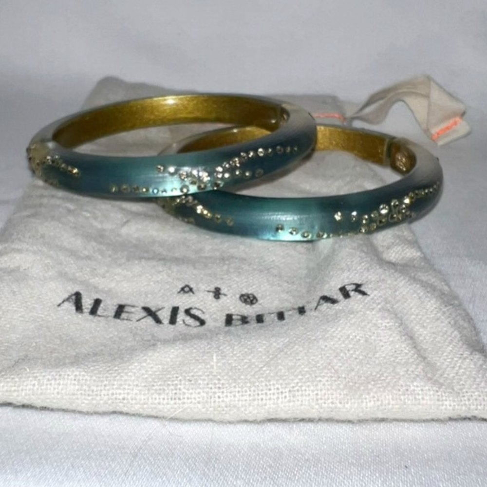 Alexis Bittar lucite hinged bracelet with cyrstals
